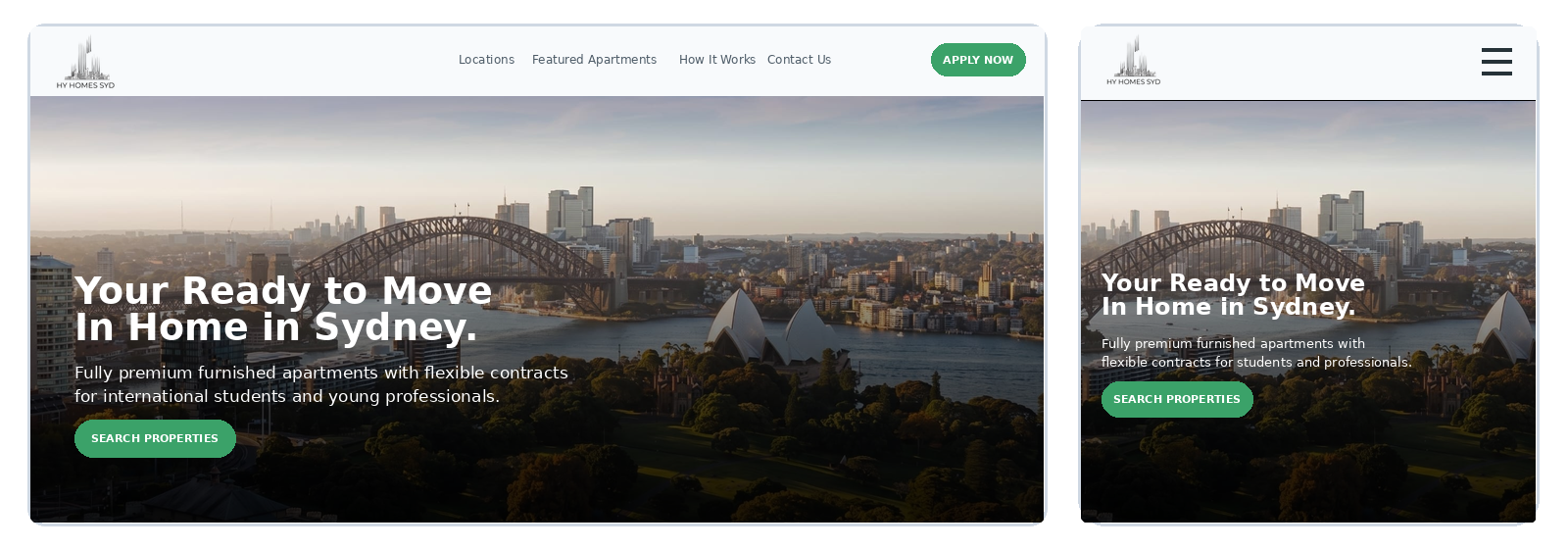 Responsive real estate website on desktop and mobile