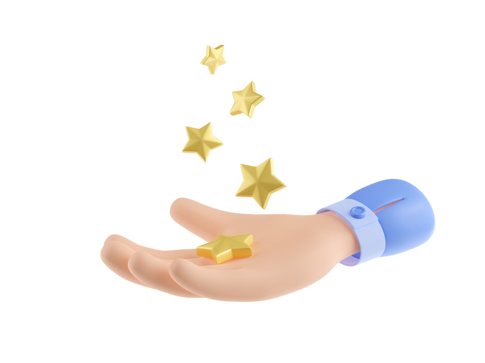3d render hand holding gold stars business concept